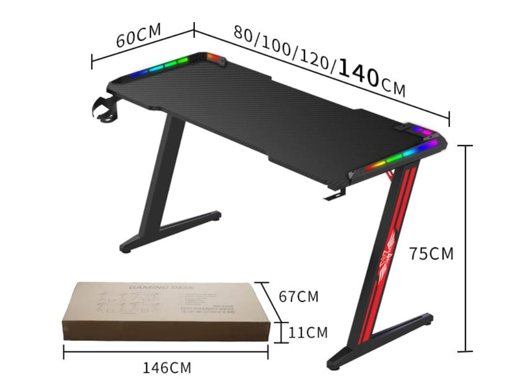 E-Sport 140CM Gaming Table ZDL3-1400 with Cup Holder & Hook - Qatar E-Sport 140CM Gaming Table ZDL3-1400 with Cup Holder & Hook - Qatar